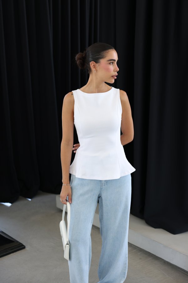 Kayık Yaka Peplum Bluz