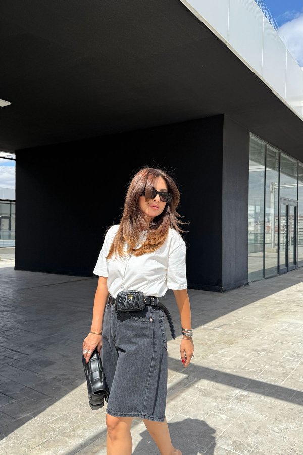 Yıkamalı Geniş Kalıp Boyfriend Şort