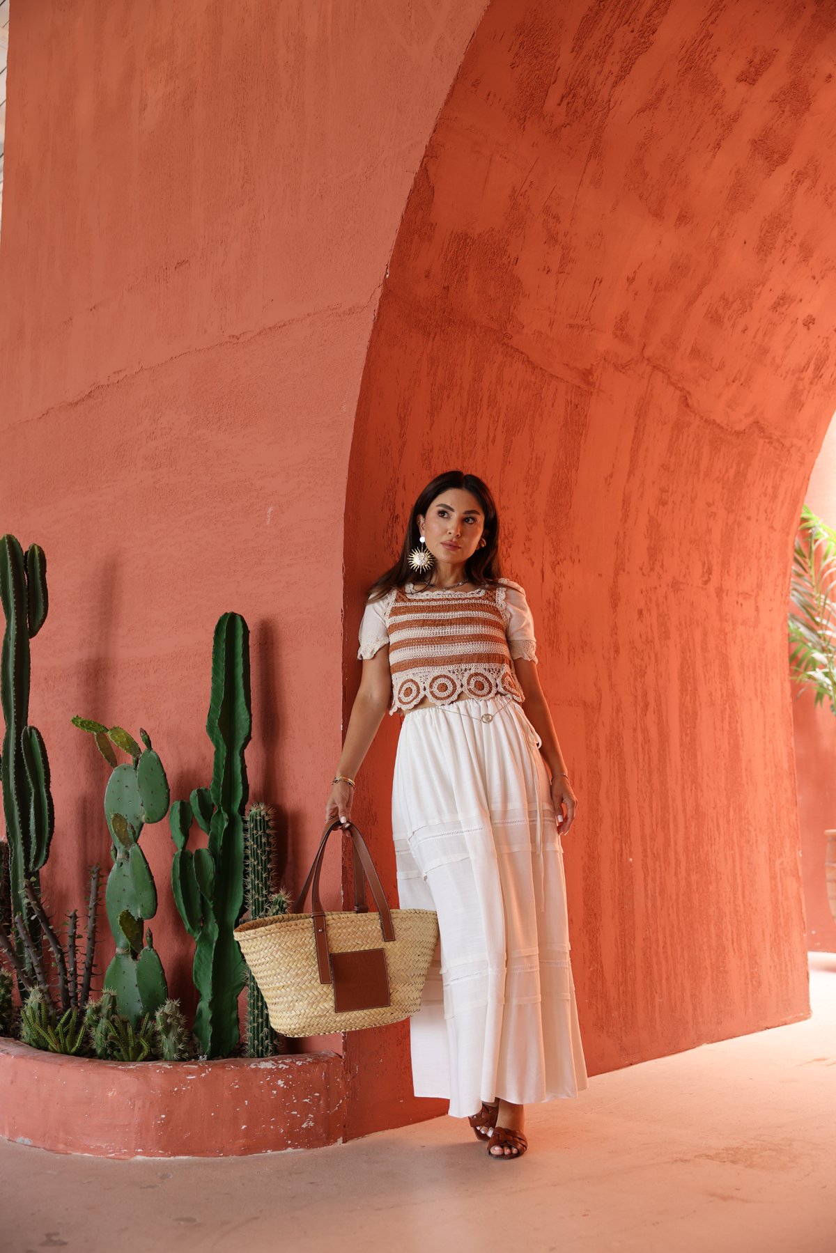 Ö.Ö Belden Büzgülü Kendinden Desenli Keten Etek