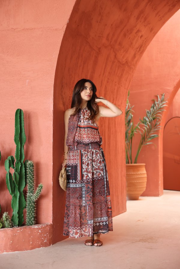 Beli Gipeli Desenli Elbise