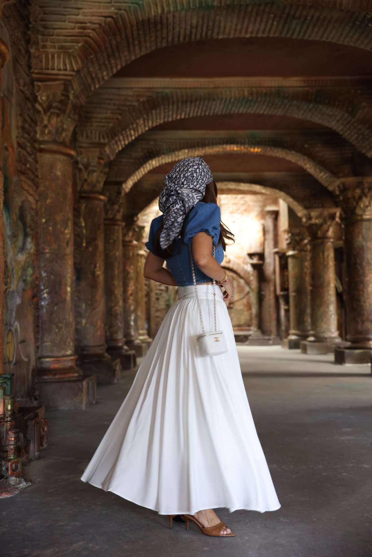 Bel Korseli Pileli Uzun Etek