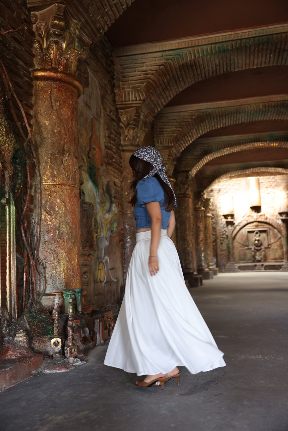 Bel Korseli Pileli Uzun Etek