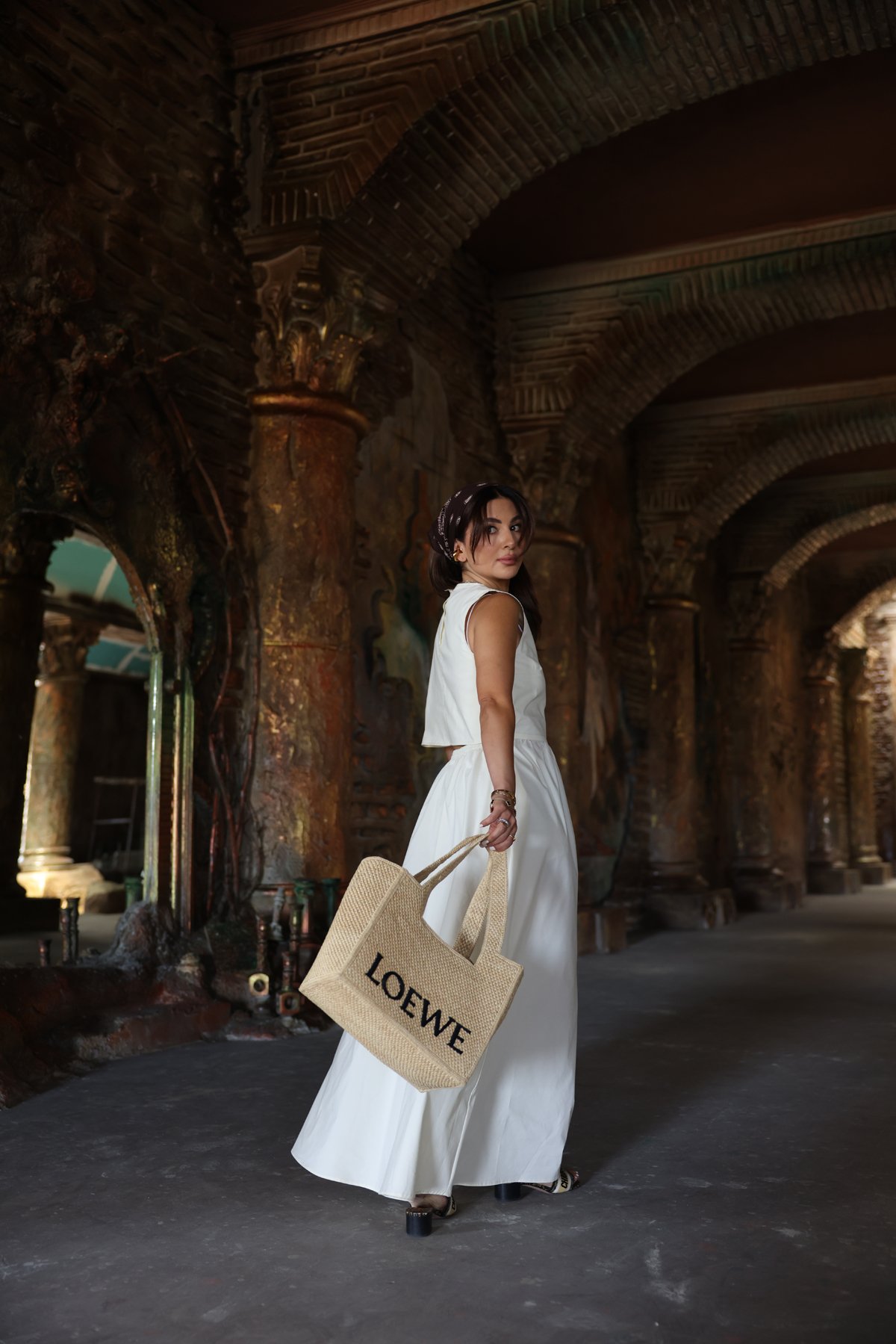 Bel Detaylı Uzun Kolsuz Elbise