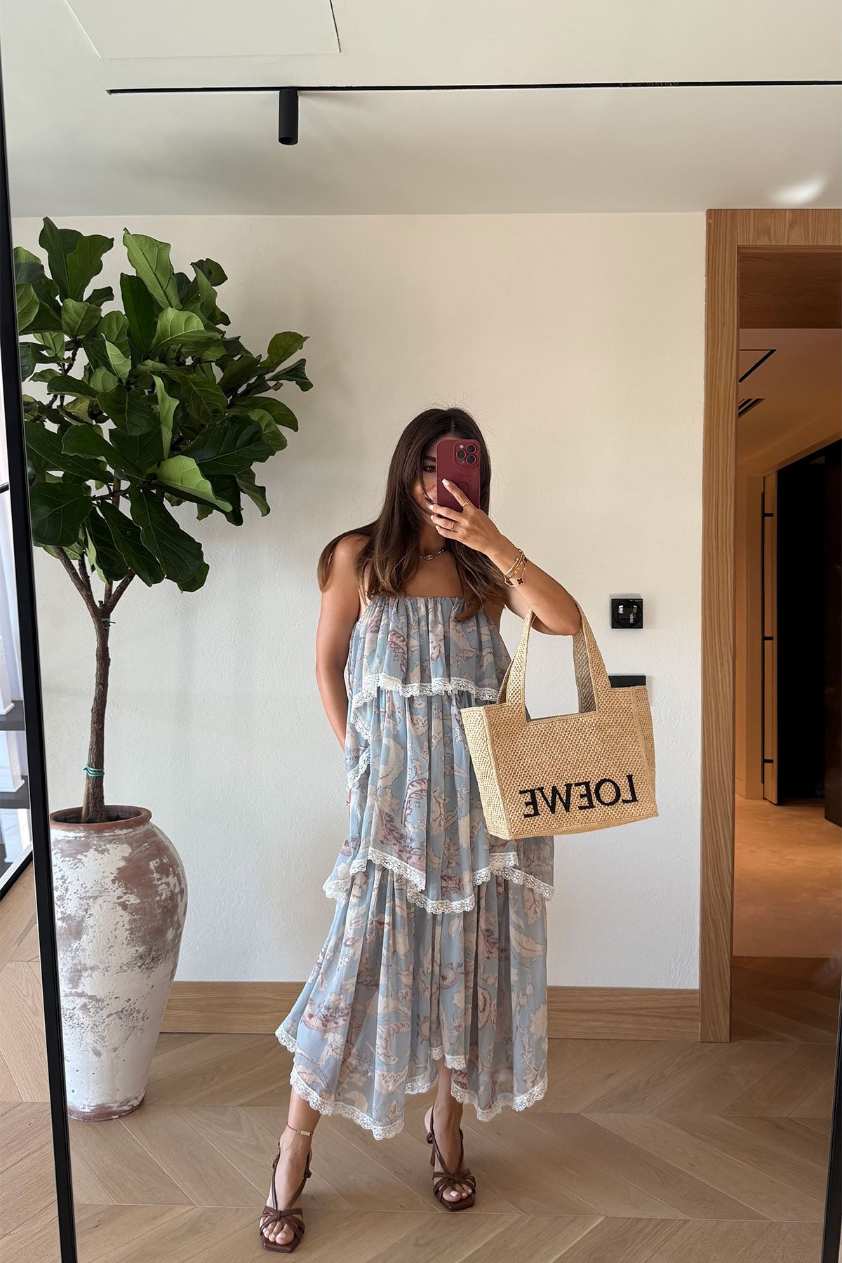 Kat Kat Desenli Şifon Elbise