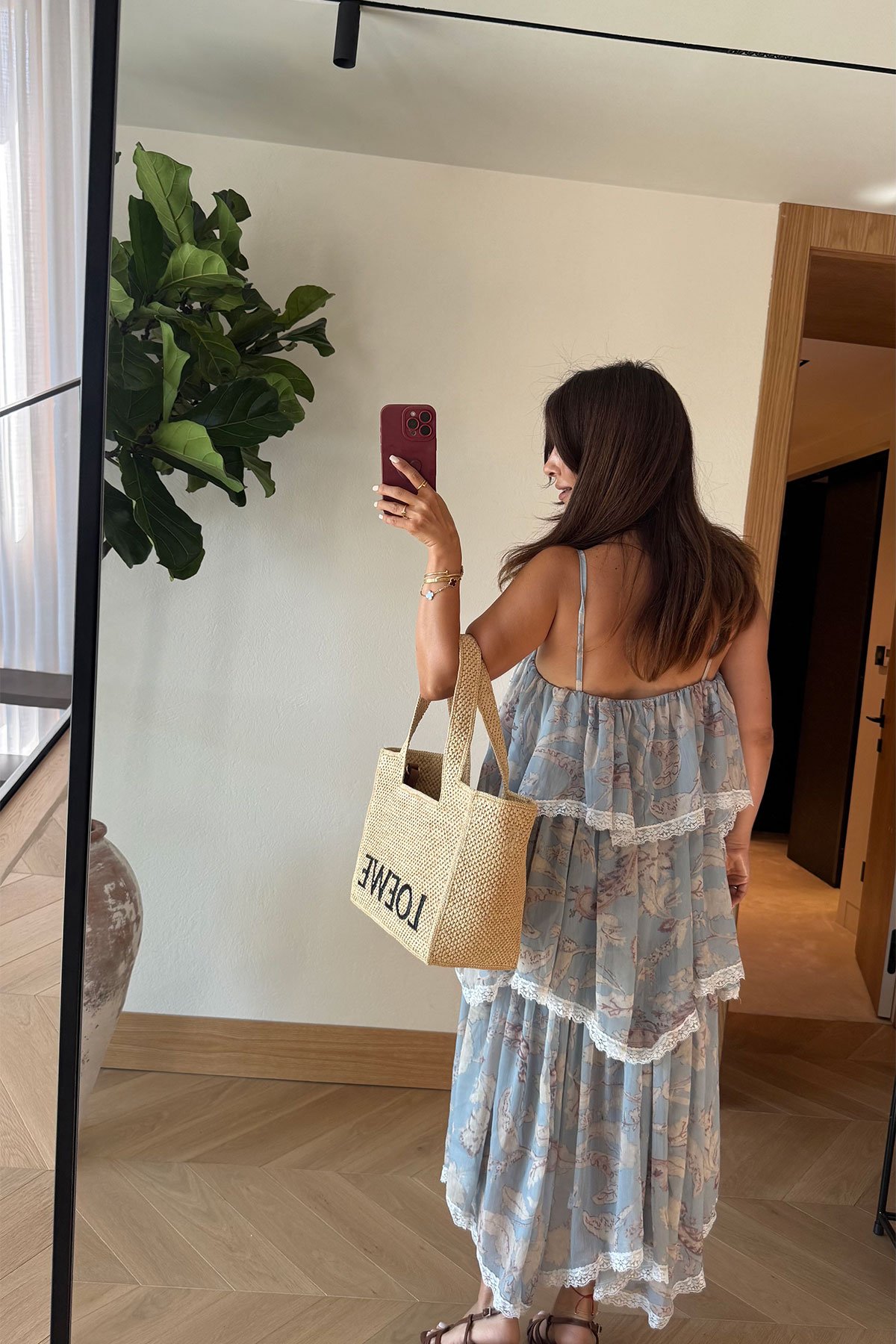 Kat Kat Desenli Şifon Elbise