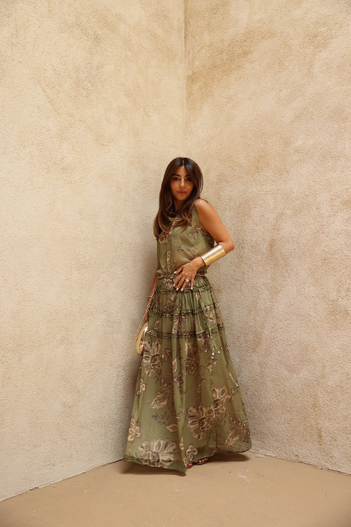 Simli Desenli Bluz Etek Takım