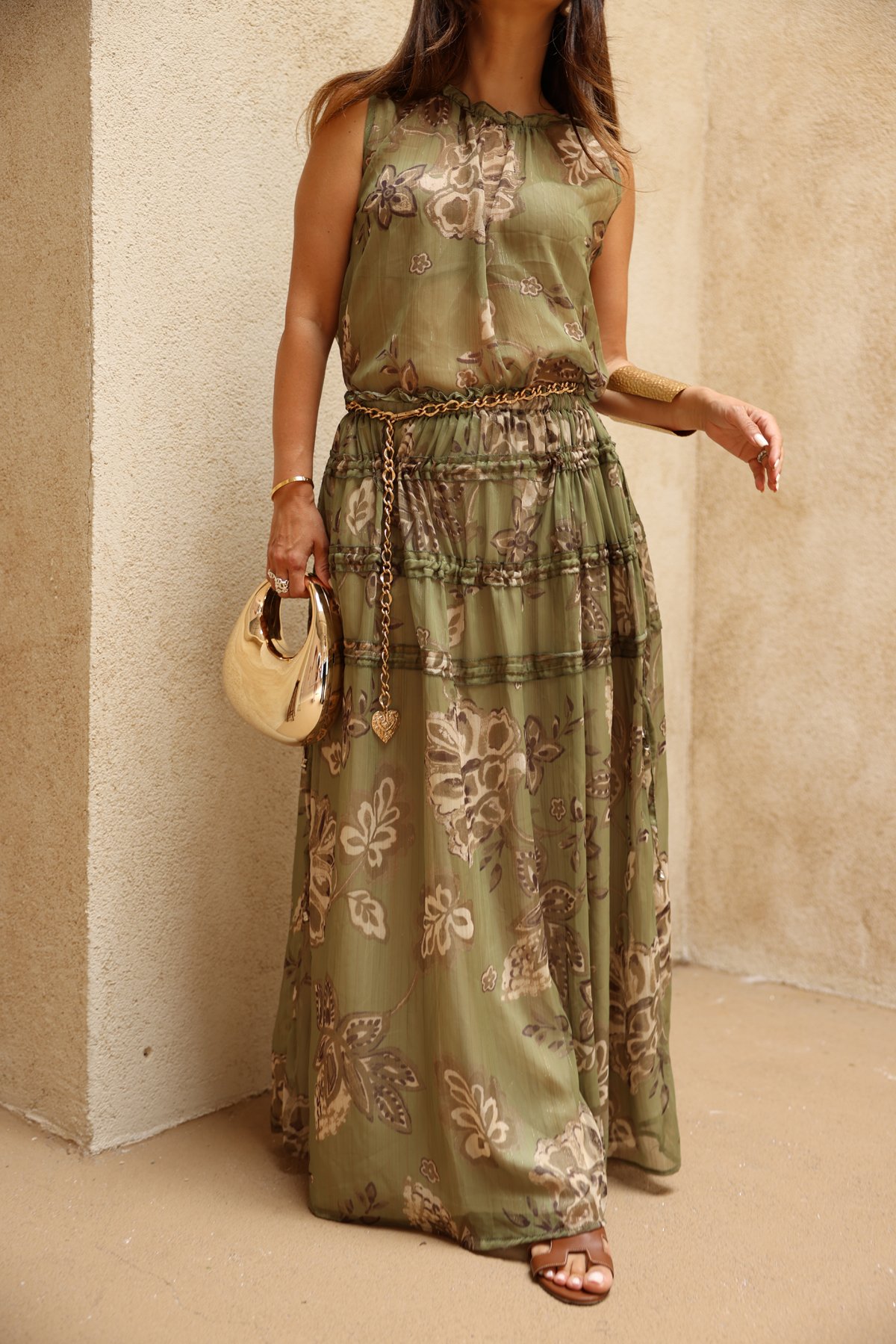 Simli Desenli Bluz Etek Takım