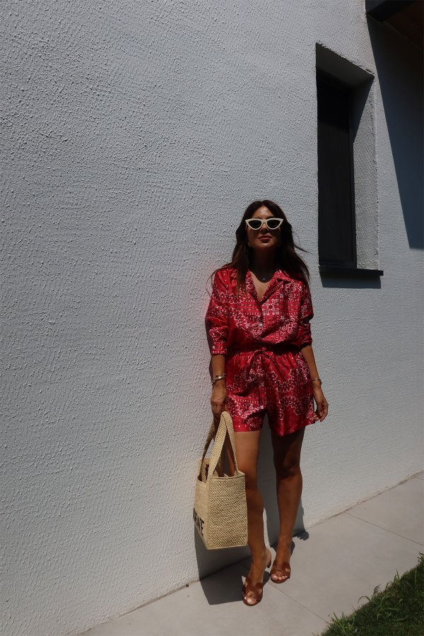 Etnik Desen Gömlek Şort Takım