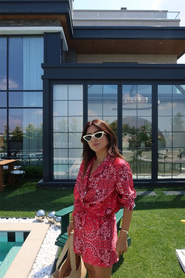 Etnik Desen Gömlek Şort Takım