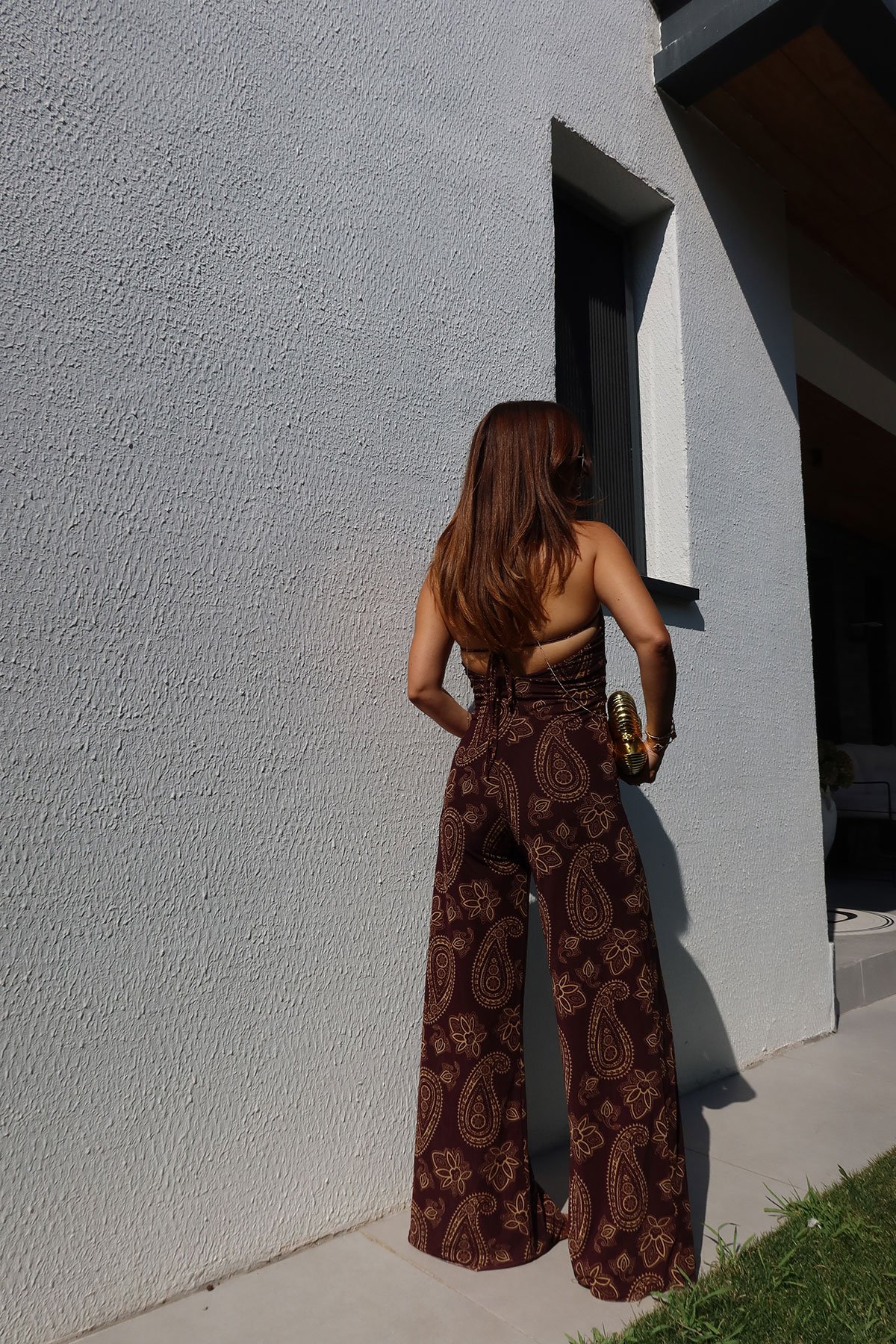 Desenli Boydan Geçmeli Tulum