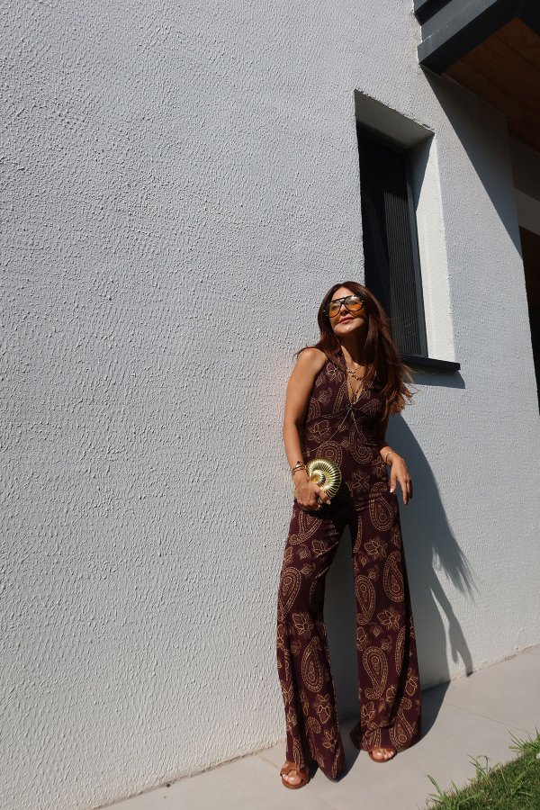 Desenli Boydan Geçmeli Tulum