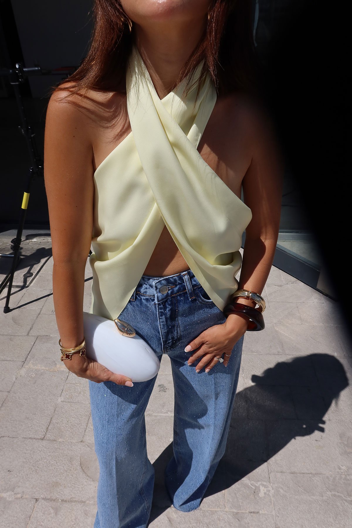 Önden Bağlamalı Büzgülü Bluz