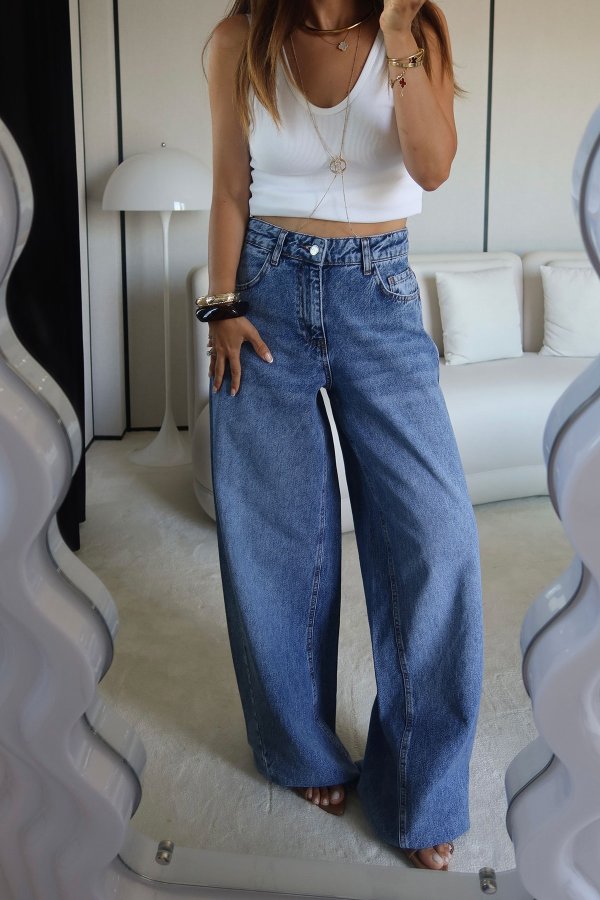 Geniş Kalıp Yıkamalı Baggy Jean