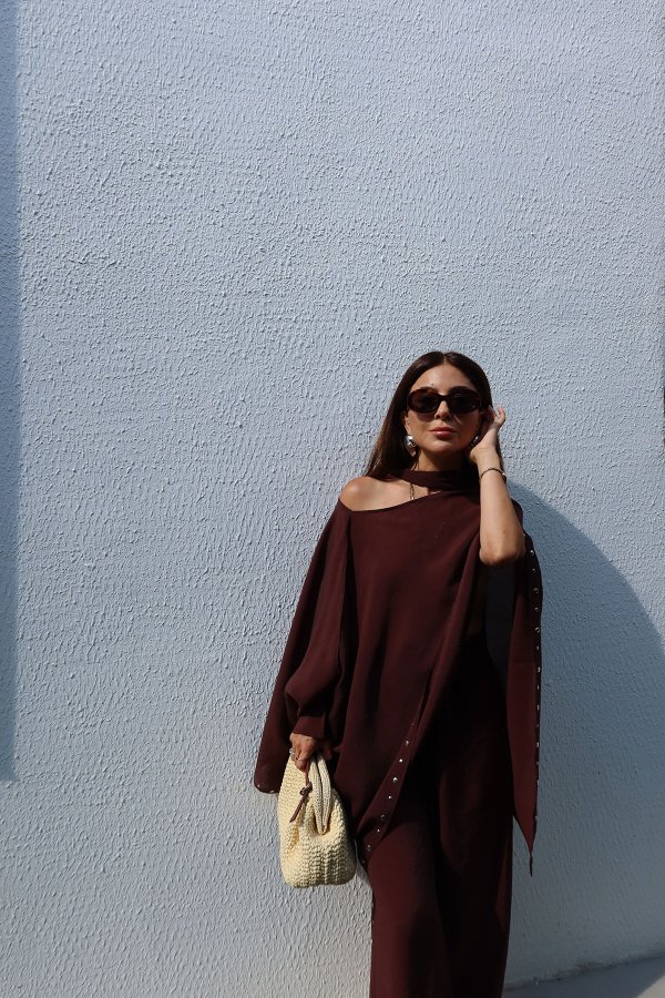 Zımba Baskılı Bluz Pantolon Takım