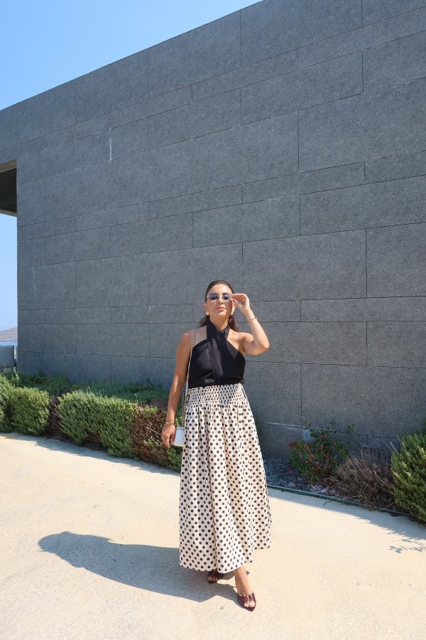 Beli Lastikli Puantiyeli Etek