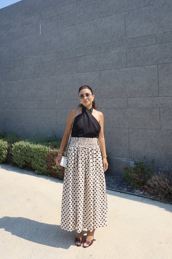 Beli Lastikli Puantiyeli Etek