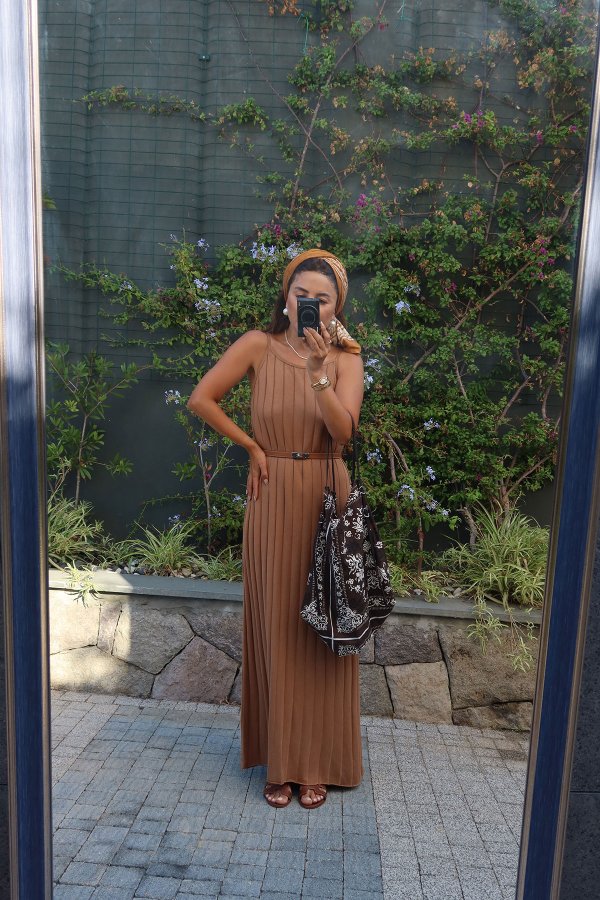 İp Askılı Uzun Triko Elbise