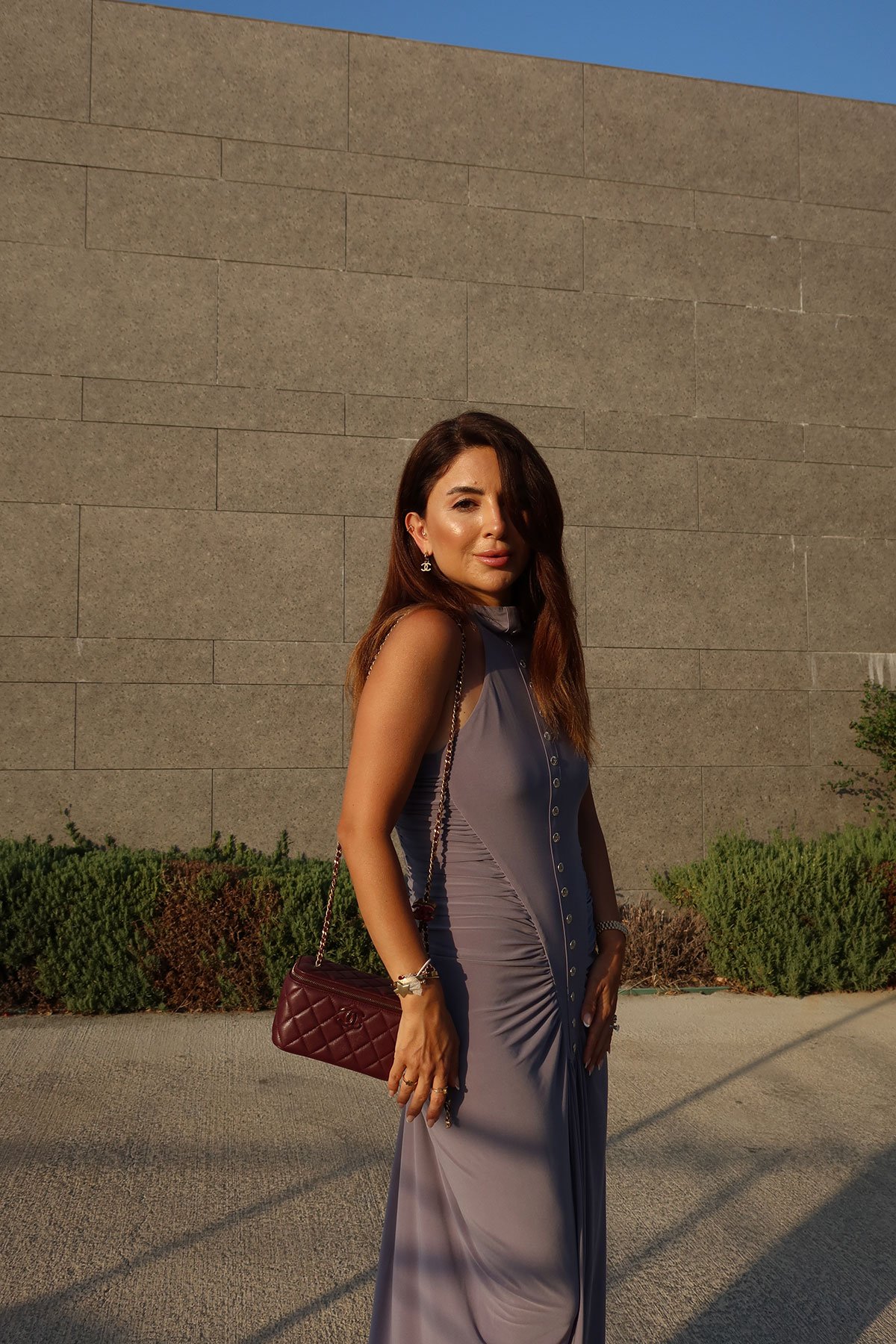 Düğme Ve Drapeli Maxi Elbise