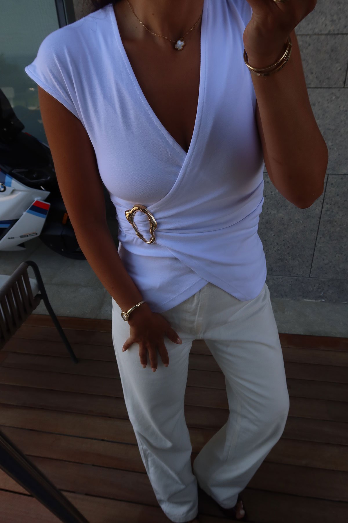 Kruvaze Tokalı Bluz