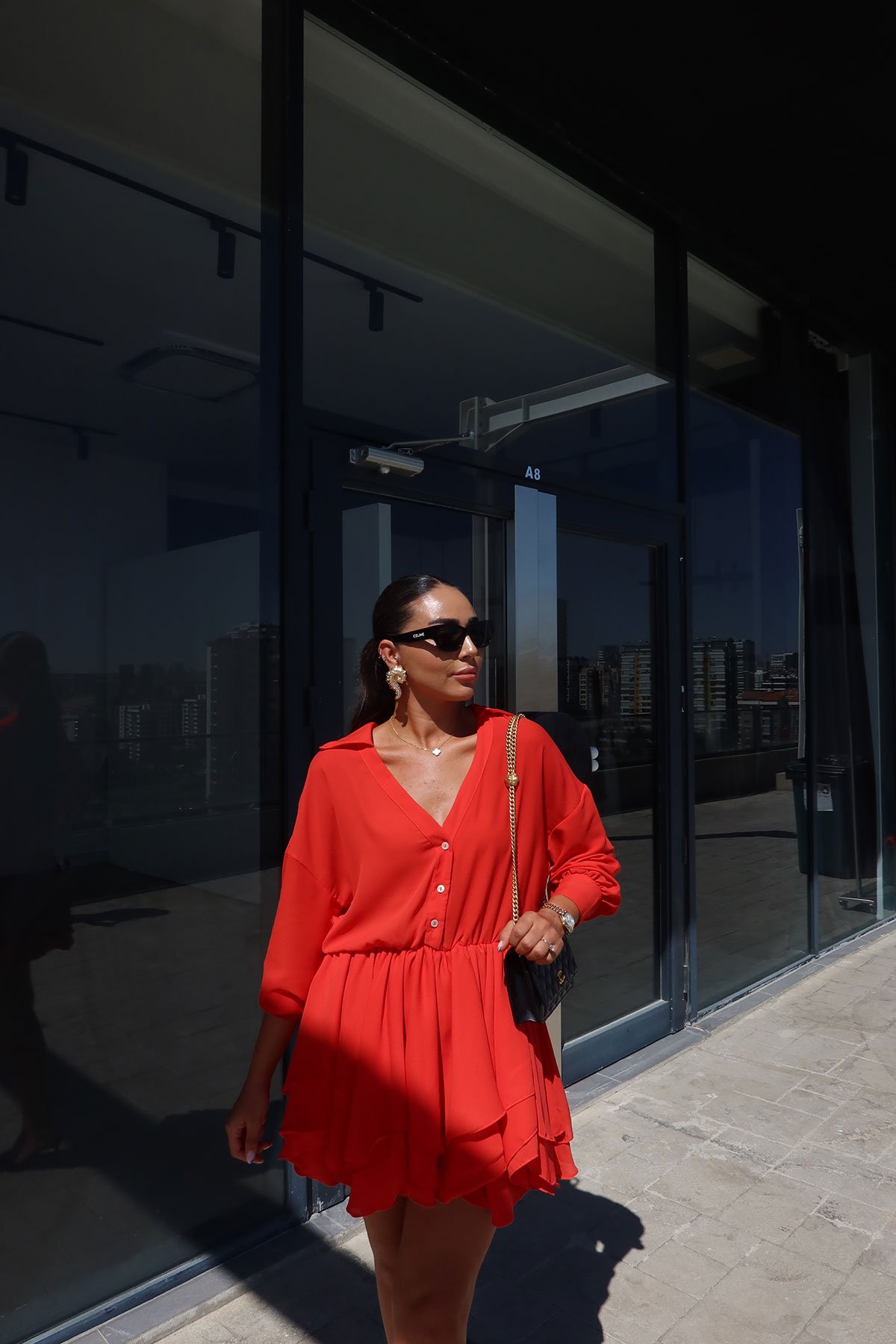 Gömlek Yaka Premium Şifon Elbise