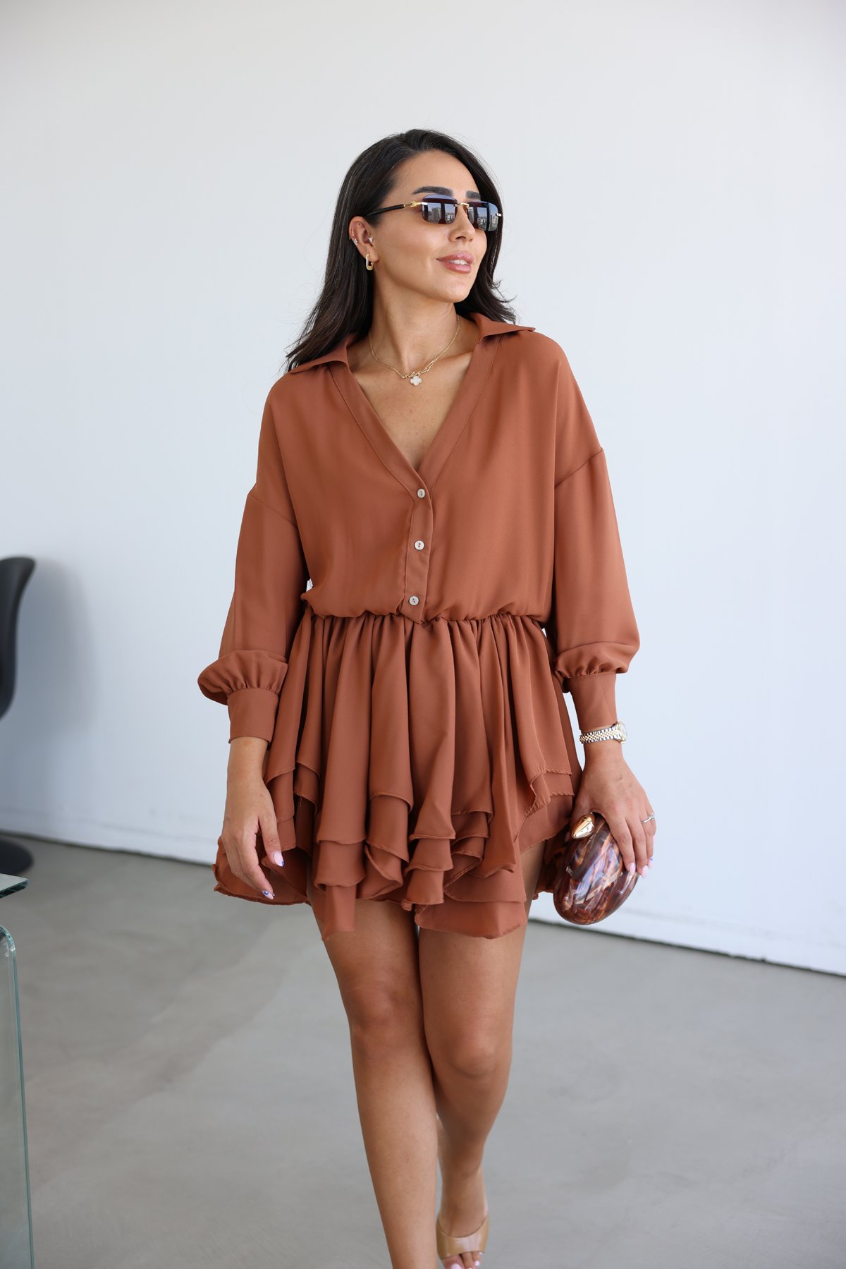 Gömlek Yaka Premium Şifon Elbise