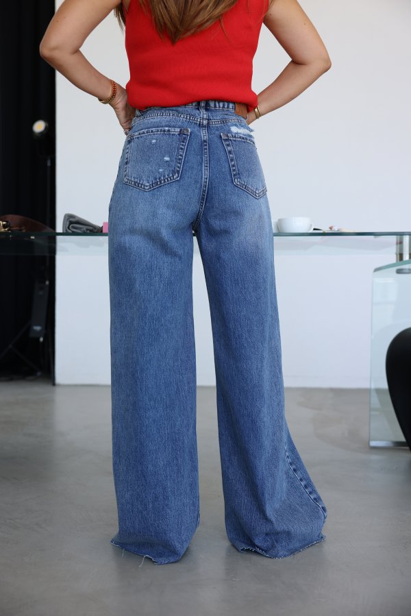 Lazer Kesik Wideleg Jean