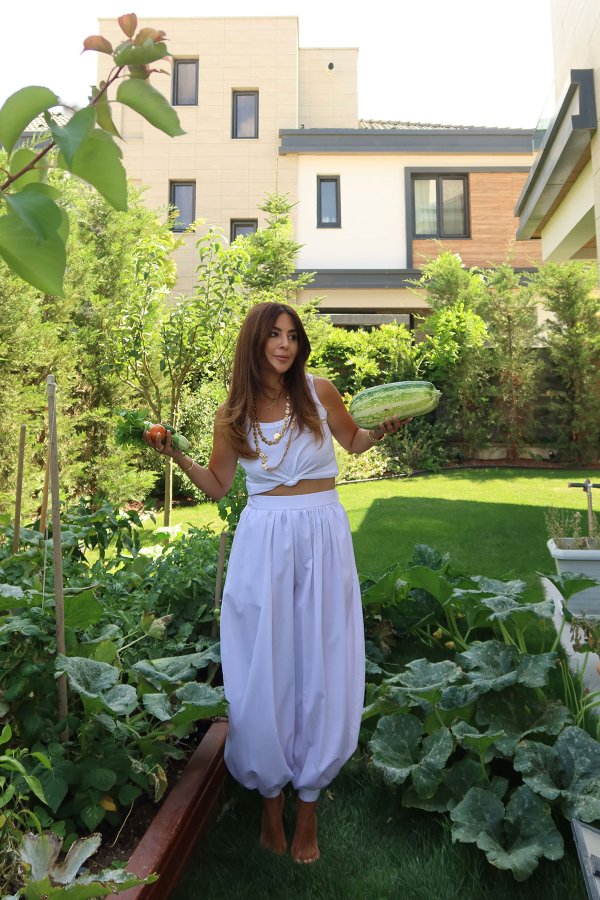 Bel ve Paçası Lastikli Şalvar Pantolon