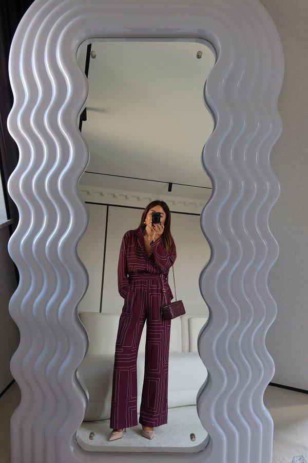 Geometrik Desen Gömlek Pantolon Takım
