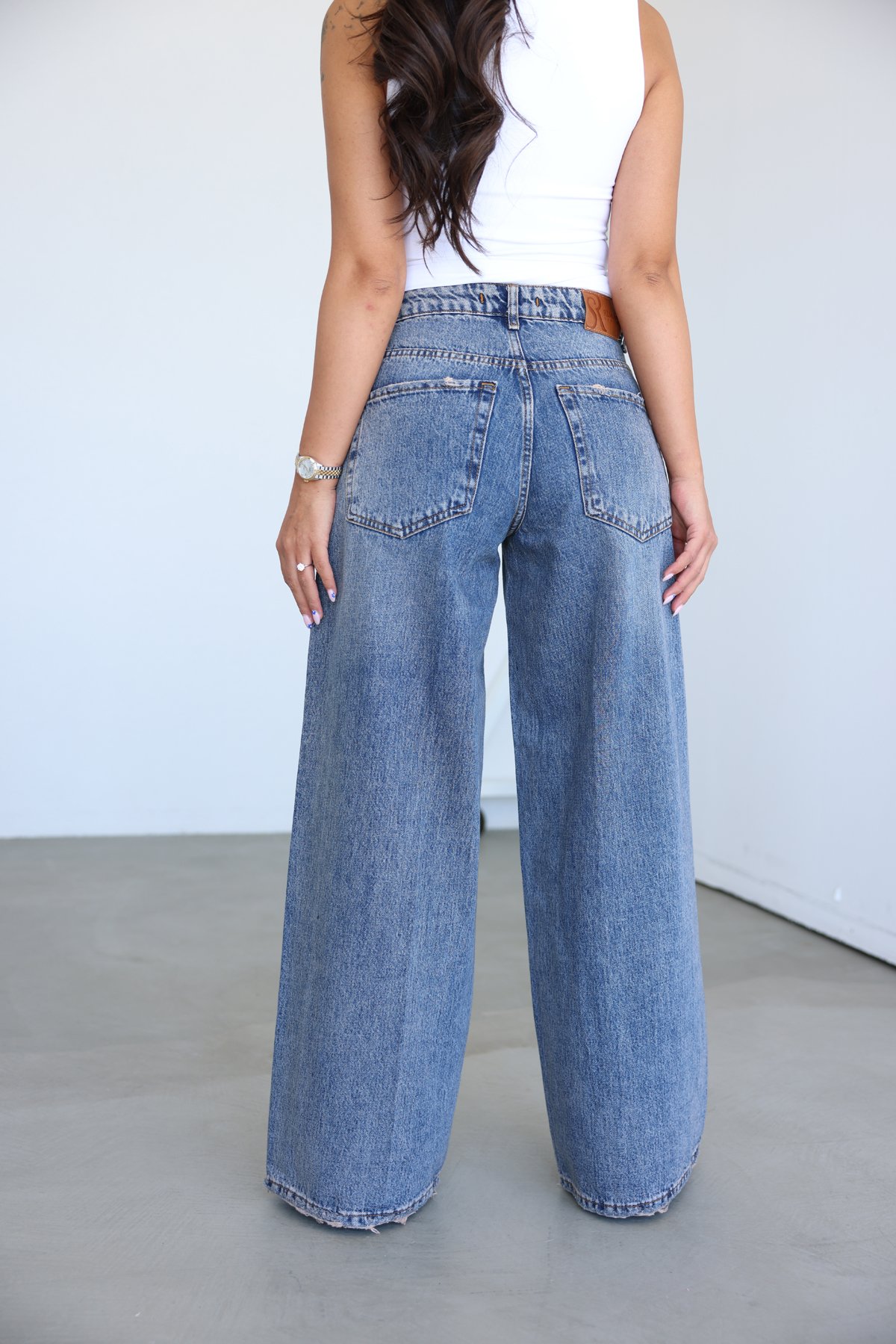 Taşlamalı Wideleg Jean