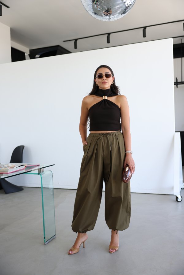 Beli Lastikli Paçası Ayarlamalı Şalvar Pantolon