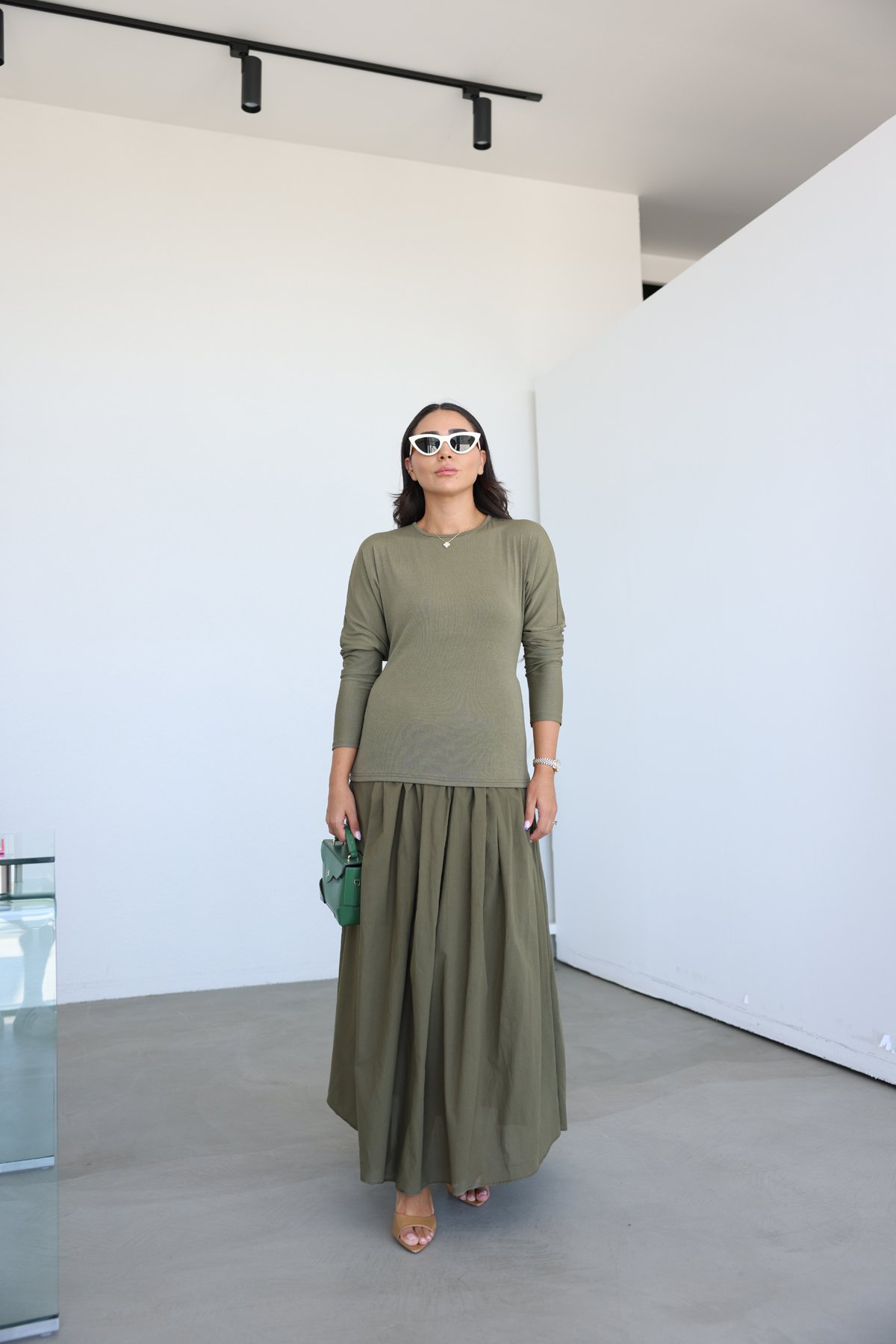 Üstü Triko Altı Poplin Elbise