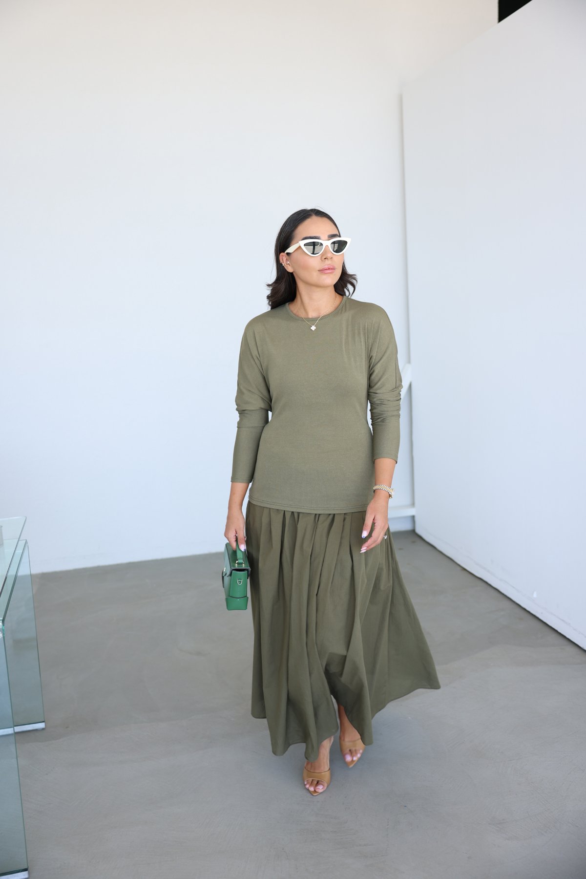 Üstü Triko Altı Poplin Elbise