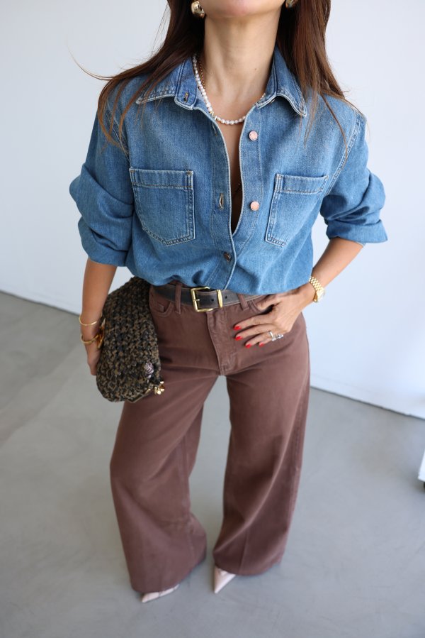 Çift Cepli Basic Denim Gömlek