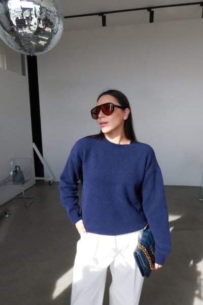 Bisiklet Yaka Yumuşak Dokulu Triko Kazak