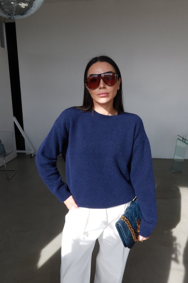 Bisiklet Yaka Yumuşak Dokulu Triko Kazak