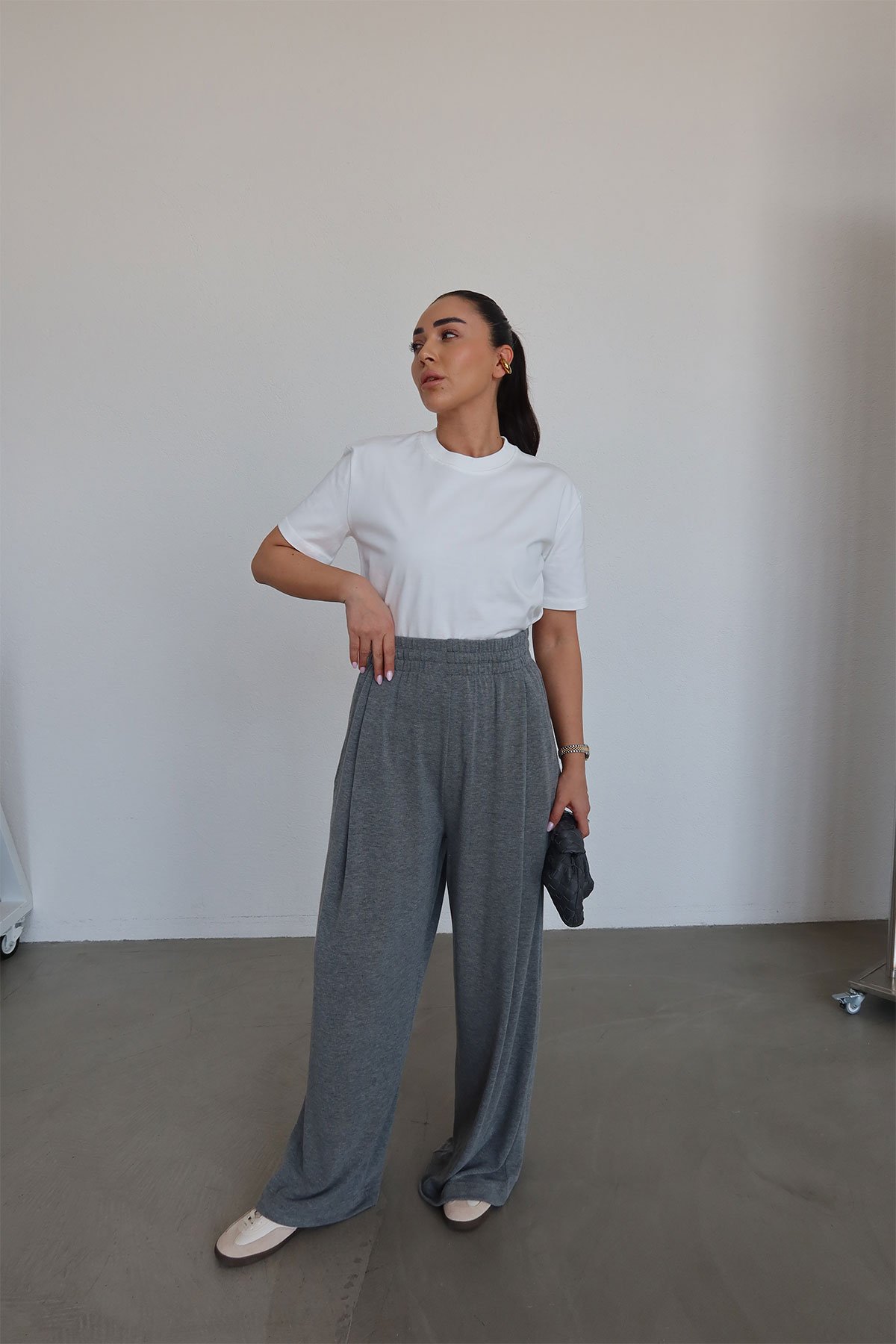 Yüksek Bel Beli Lastikli Eşofman Altı