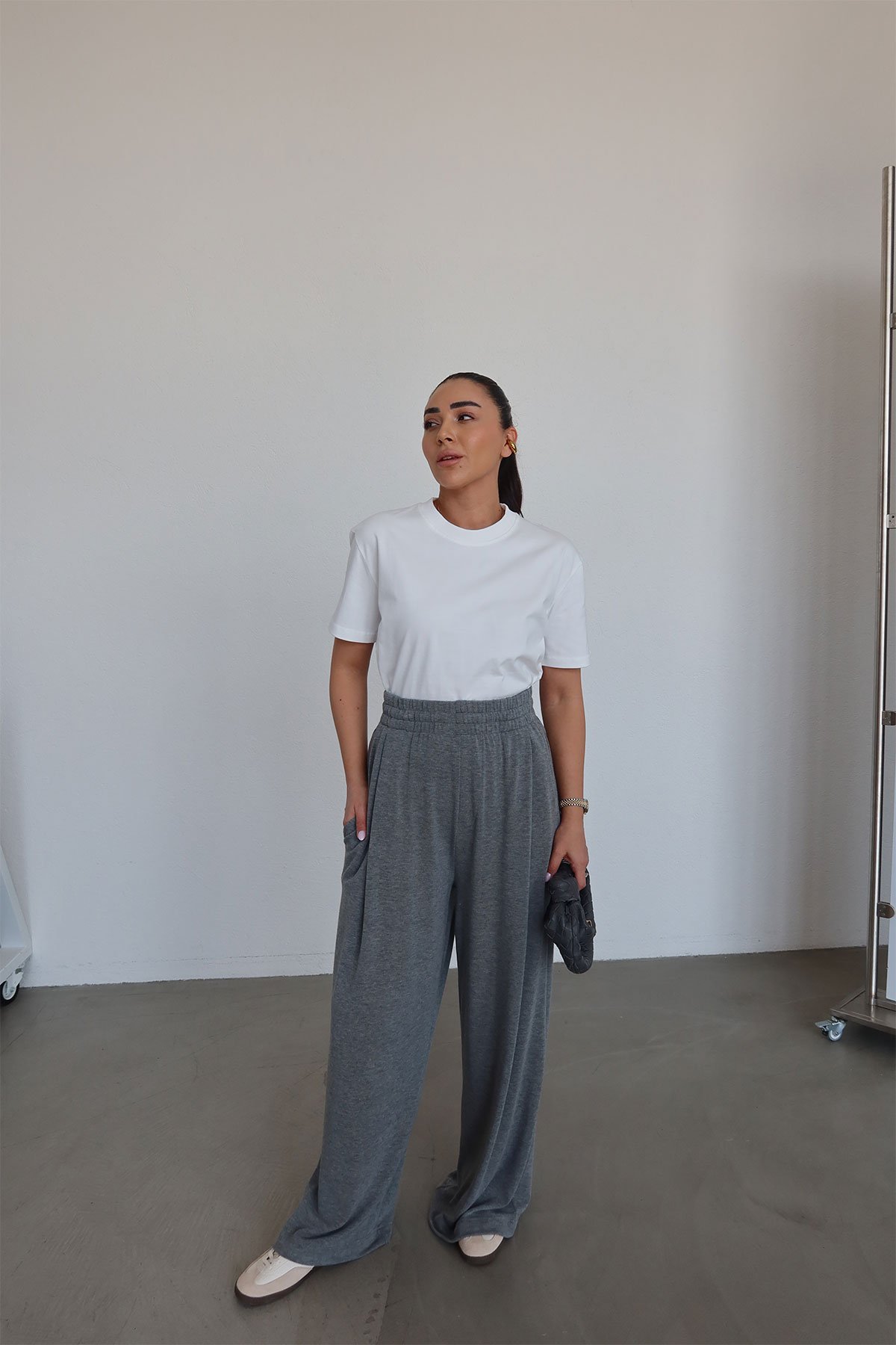 Yüksek Bel Beli Lastikli Eşofman Altı