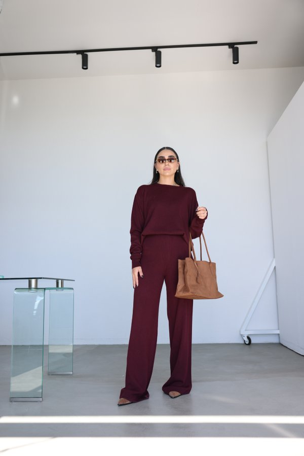 Beli Lastikli Yünlü Triko Pantolon