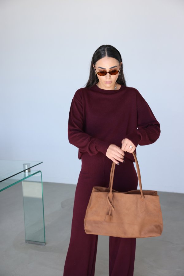 Beli Lastikli Yünlü Triko Pantolon