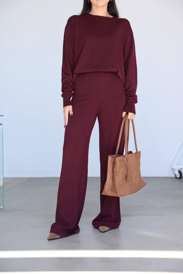 Beli Lastikli Yünlü Triko Pantolon