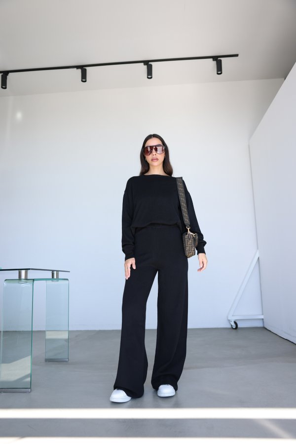 Beli Lastikli Yünlü Triko Pantolon