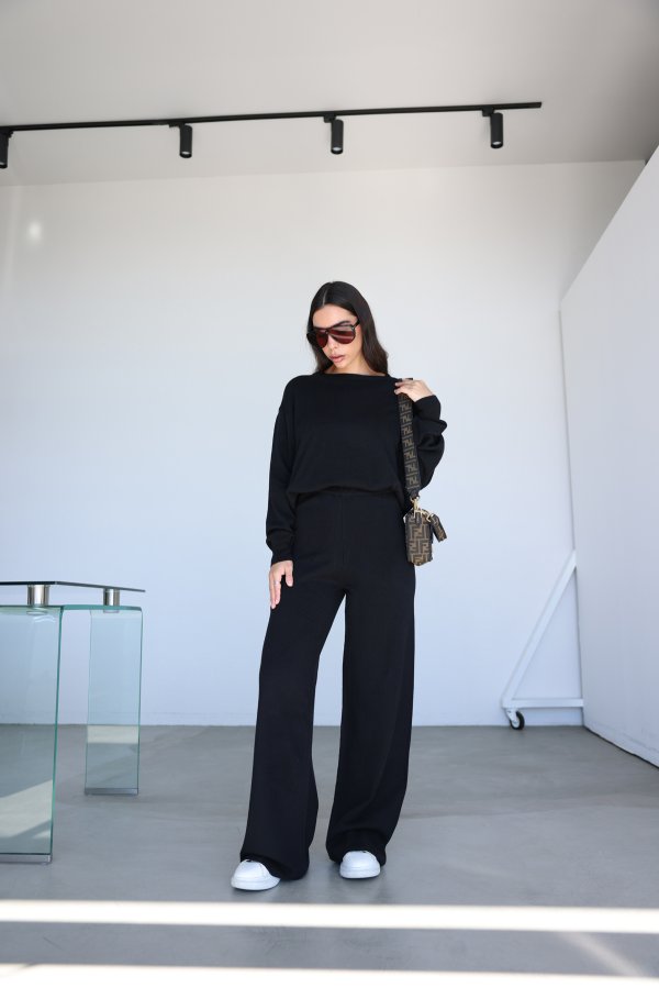 Beli Lastikli Yünlü Triko Pantolon