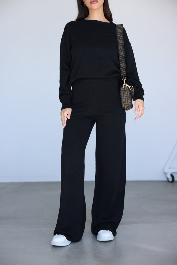 Beli Lastikli Yünlü Triko Pantolon