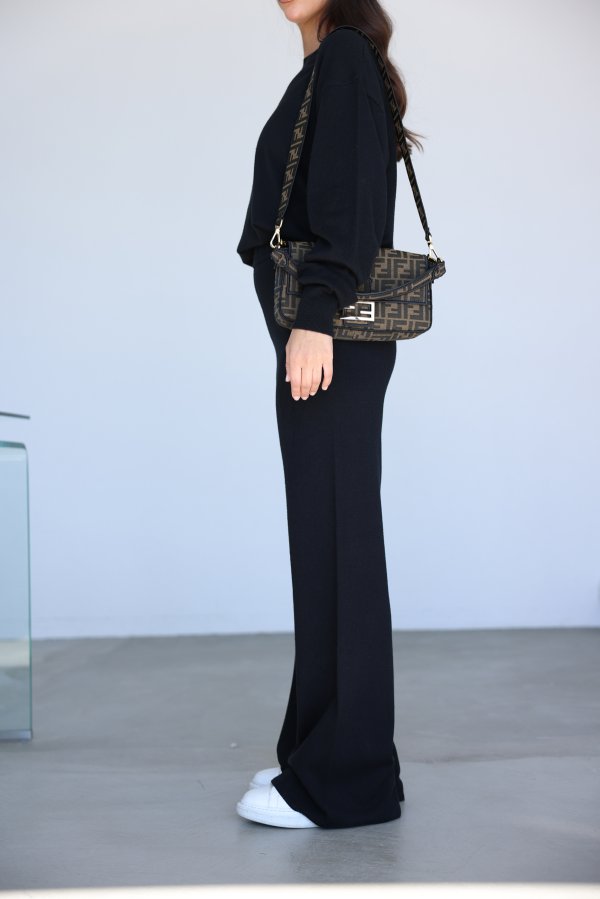 Beli Lastikli Yünlü Triko Pantolon