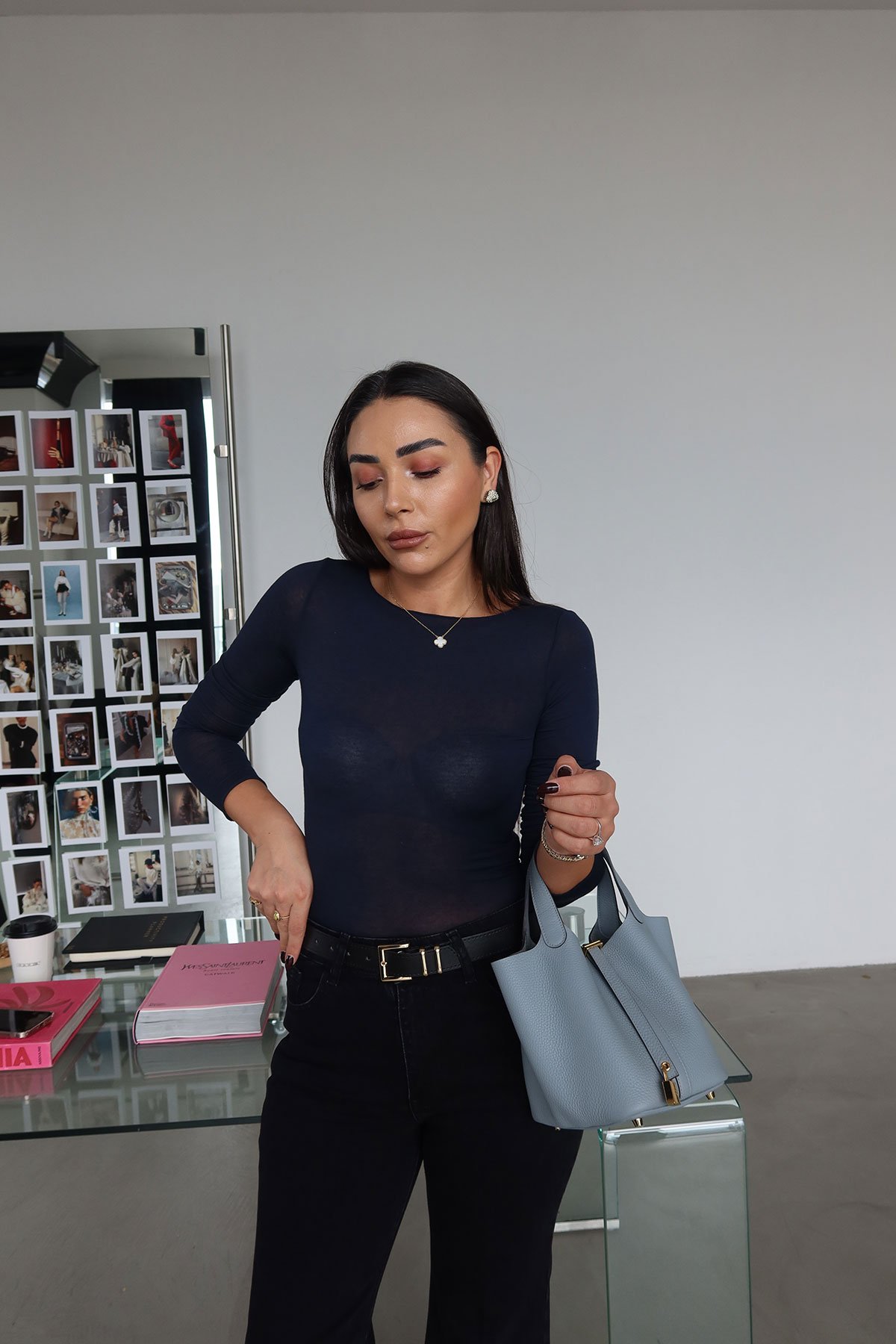 Naturel Yaka İnce Kaşmir Bluz