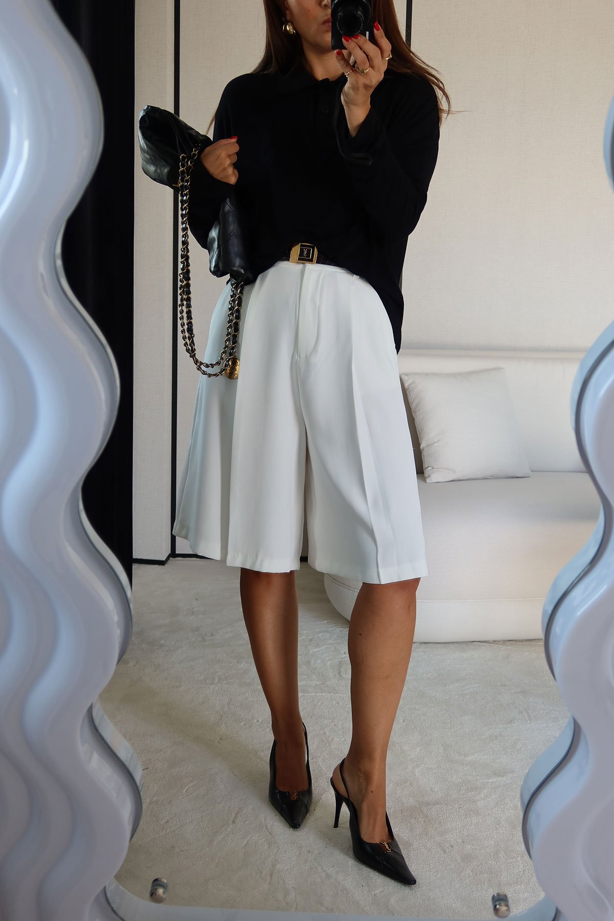 Pileli Basic Kumaş Şort