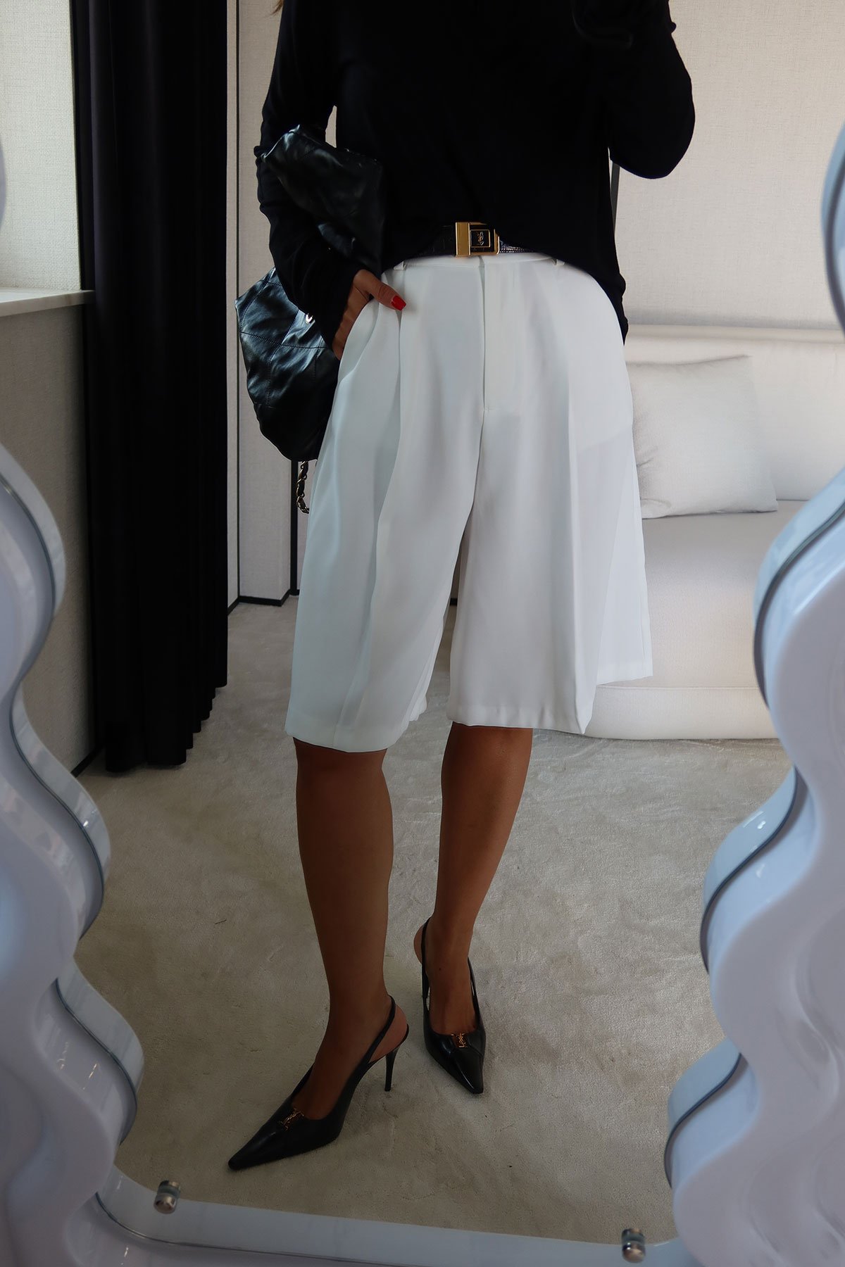 Pileli Basic Kumaş Şort