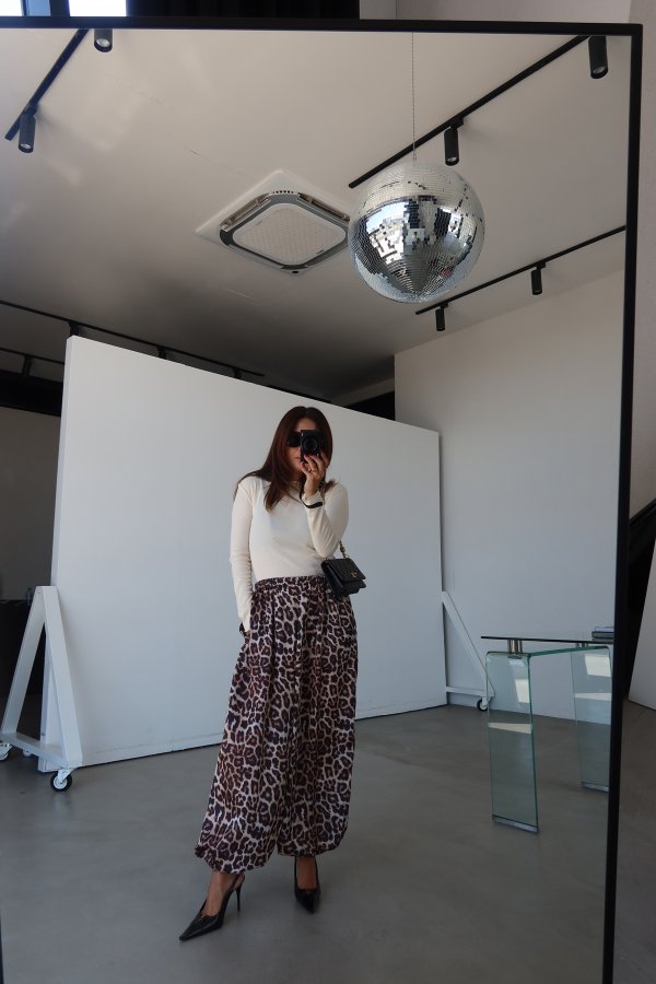 Leopar Desen Saten Pantolon