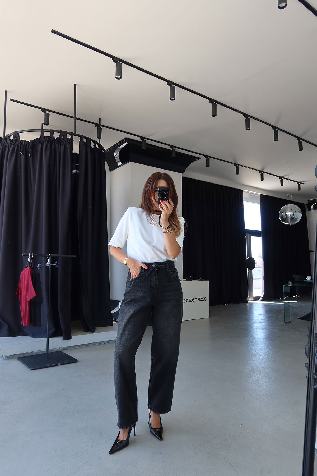 Yıkamalı Beli Bağcıklı Baggy Jean