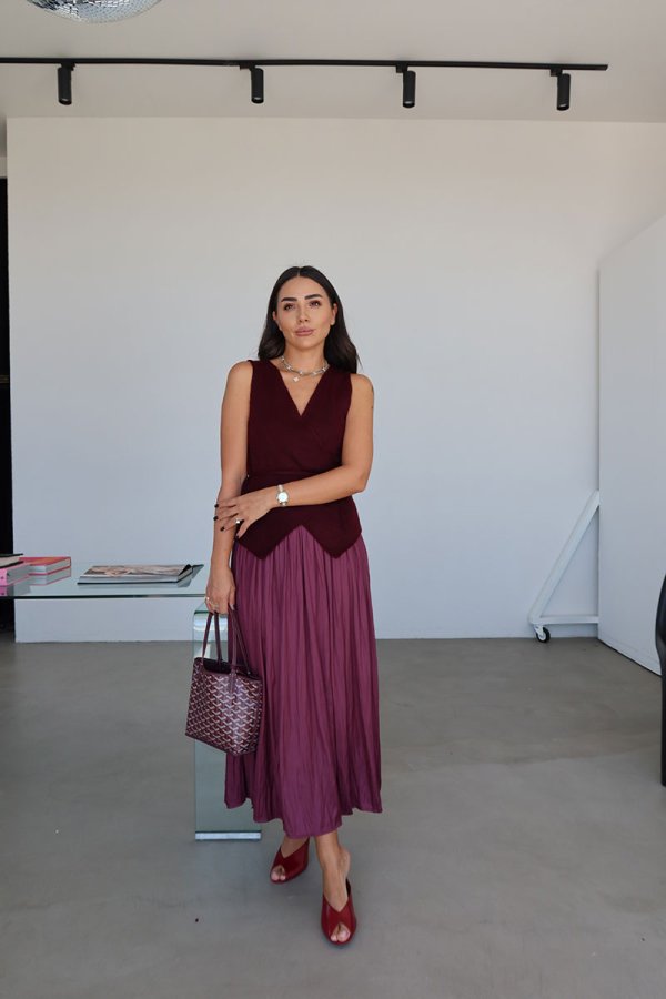 Beli Lastikli Kendinden Kırışık Etek